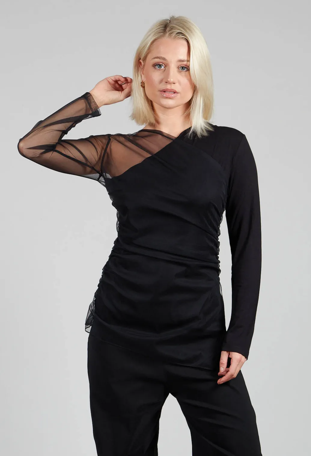 Semi Sheer Jersey Top in Black