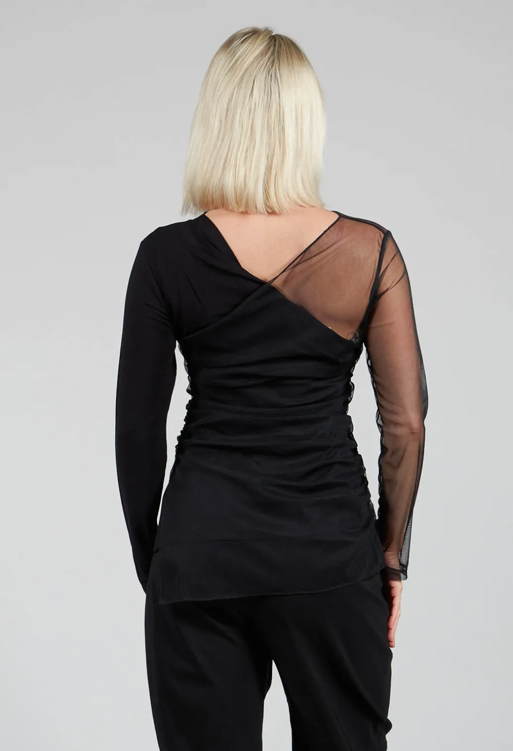 Semi Sheer Jersey Top in Black
