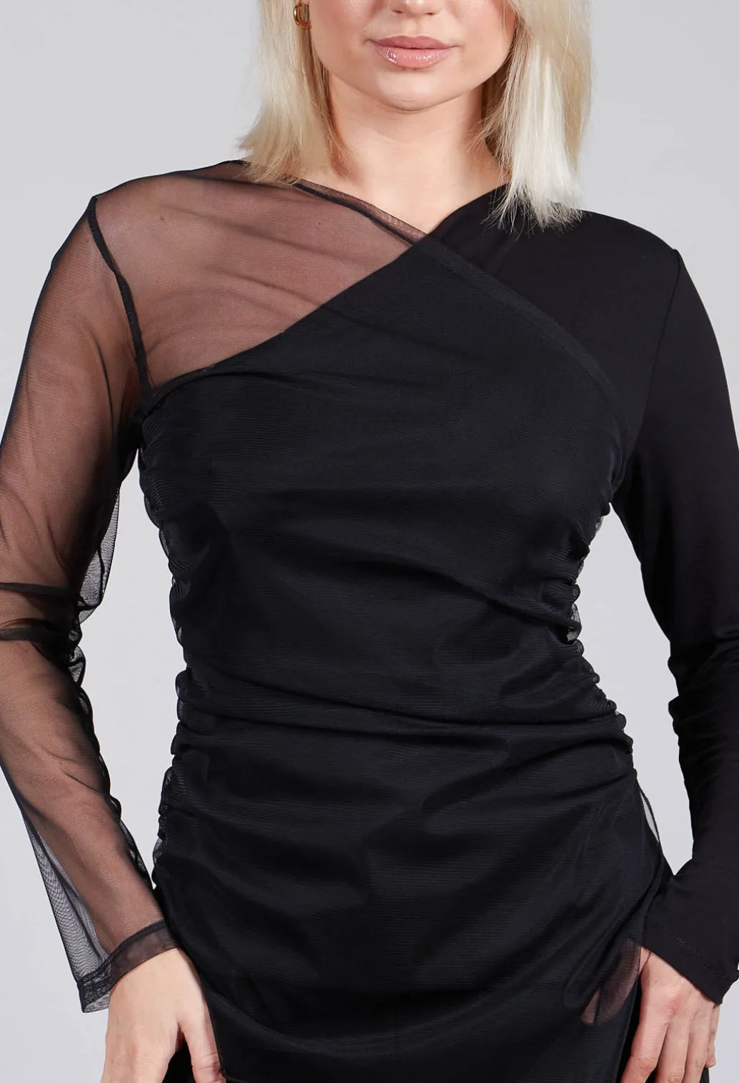 Semi Sheer Jersey Top in Black