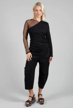 Semi Sheer Jersey Top in Black