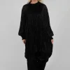 Semi Sheer Shirt Dress in Black