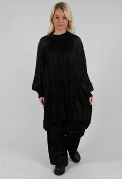 Semi Sheer Shirt Dress in Black