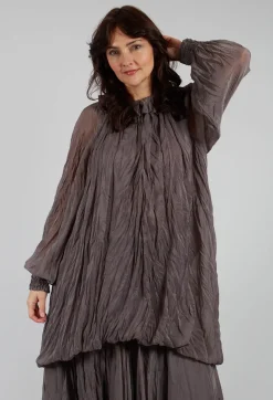 Semi Sheer Shirt Dress in Iron
