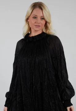 Semi Sheer Shirt Dress in Black