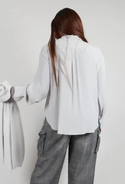 Semi-Sheer Blouse in Light Grey