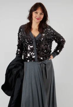 Sequin Cardigan in Dark Grey