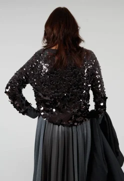 Sequin Cardigan in Dark Grey