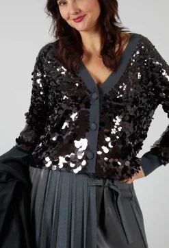Sequin Cardigan in Dark Grey