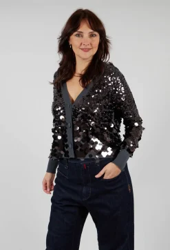 Sequin Cardigan in Dark Grey