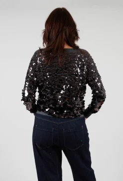Sequin Cardigan in Dark Grey
