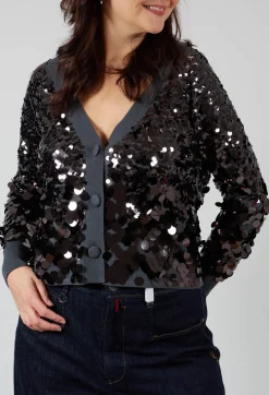 Sequin Cardigan in Dark Grey
