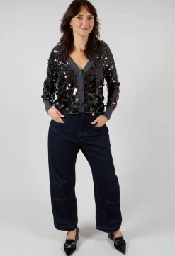 Sequin Cardigan in Dark Grey
