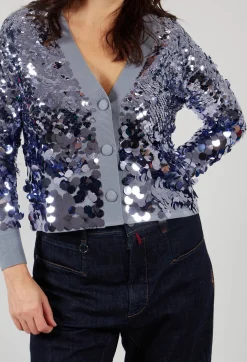 Sequin Cardigan in Lilac Breeze