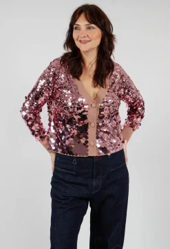 Sequin Cardigan in Woodrose