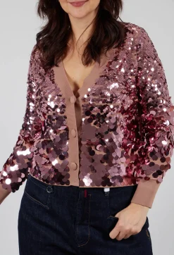 Sequin Cardigan in Woodrose