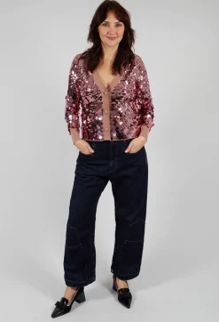 Sequin Cardigan in Woodrose