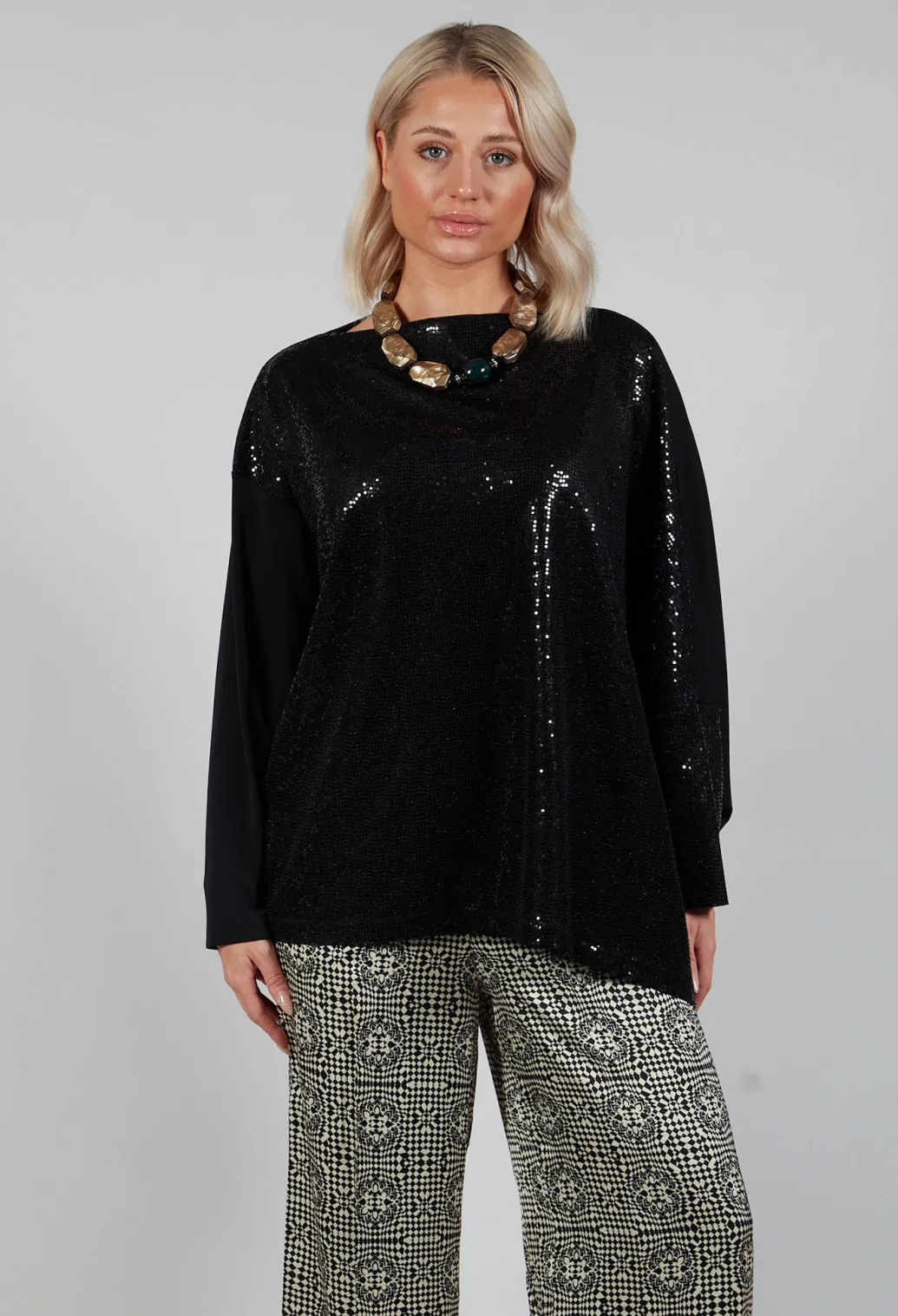 Sequin Top Shirt Utek in Black