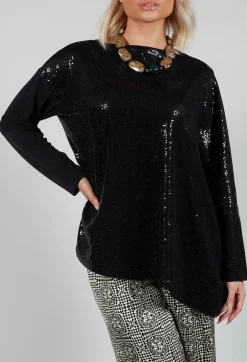 Sequin Top Shirt Utek in Black