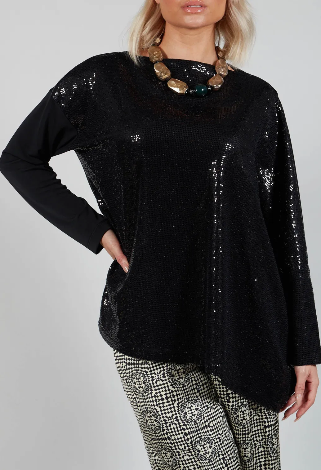 Sequin Top Shirt Utek in Black