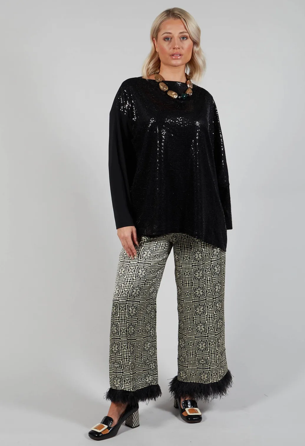 Sequin Top Shirt Utek in Black