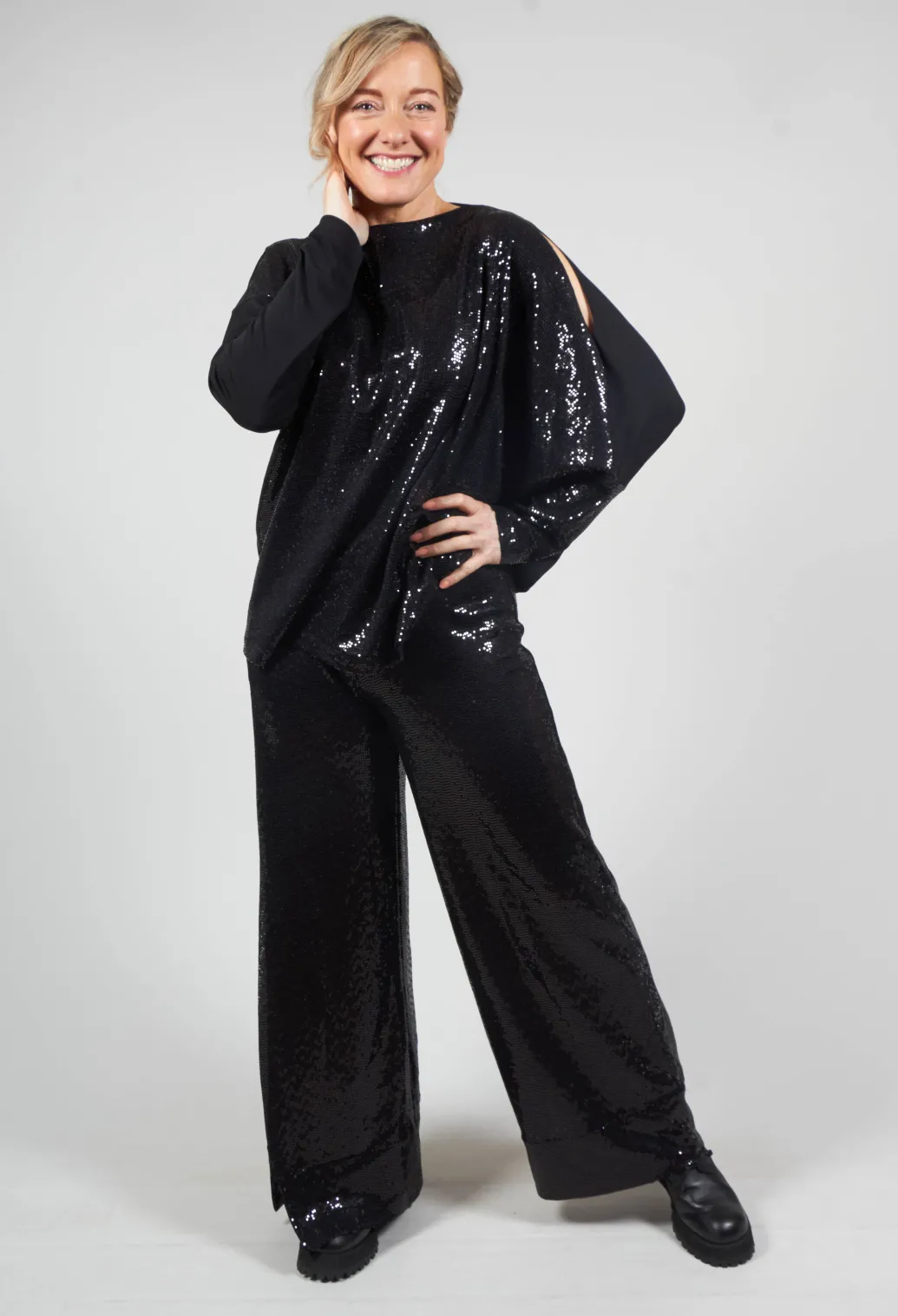 Sequin Top Shirt Utek in Black