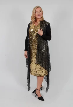 Sequin Waterfall Cardigan in Black