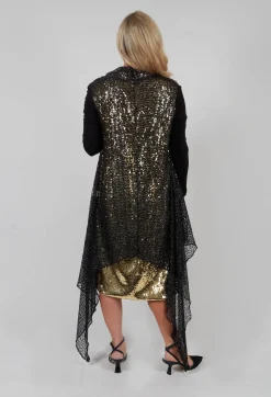 Sequin Waterfall Cardigan in Black