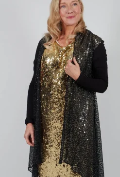 Sequin Waterfall Cardigan in Black