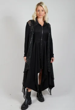 Sequin Waterfall Cardigan in Black