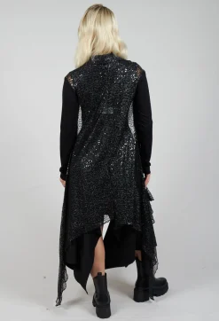 Sequin Waterfall Cardigan in Black