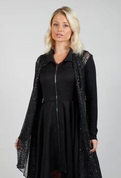 Sequin Waterfall Cardigan in Black