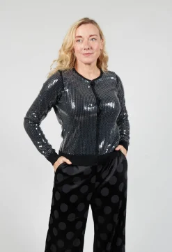 Sequined Cardigan in Black