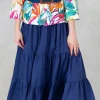 Sharm Maxi Gathered Skirt in Navy