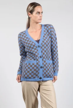 Sharon Cardigan in Blue and Brown