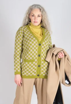 Sharon Cardigan in Green and Beige