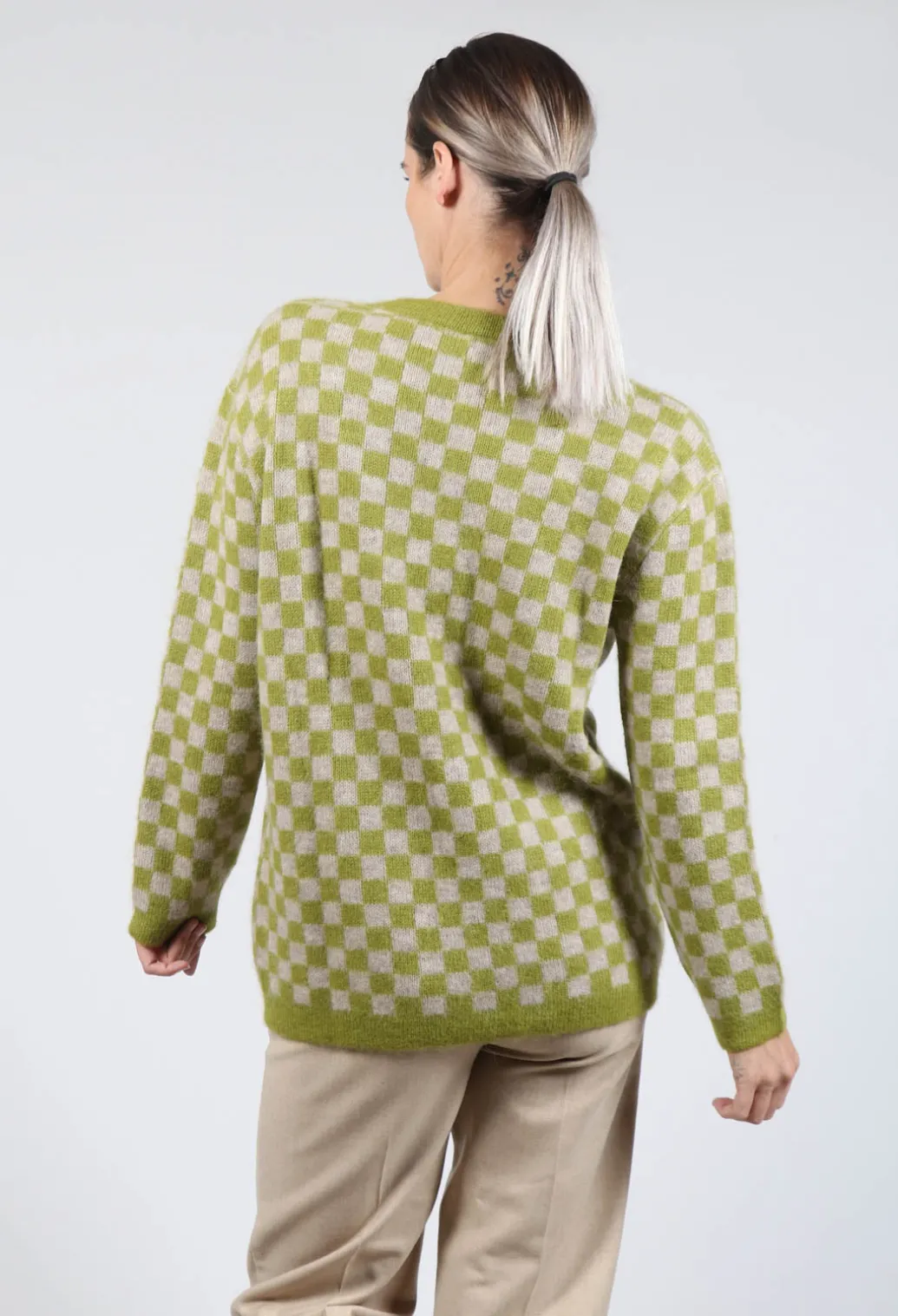 Sharon Cardigan in Green and Beige