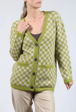 Sharon Cardigan in Green and Beige