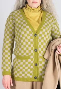 Sharon Cardigan in Green and Beige