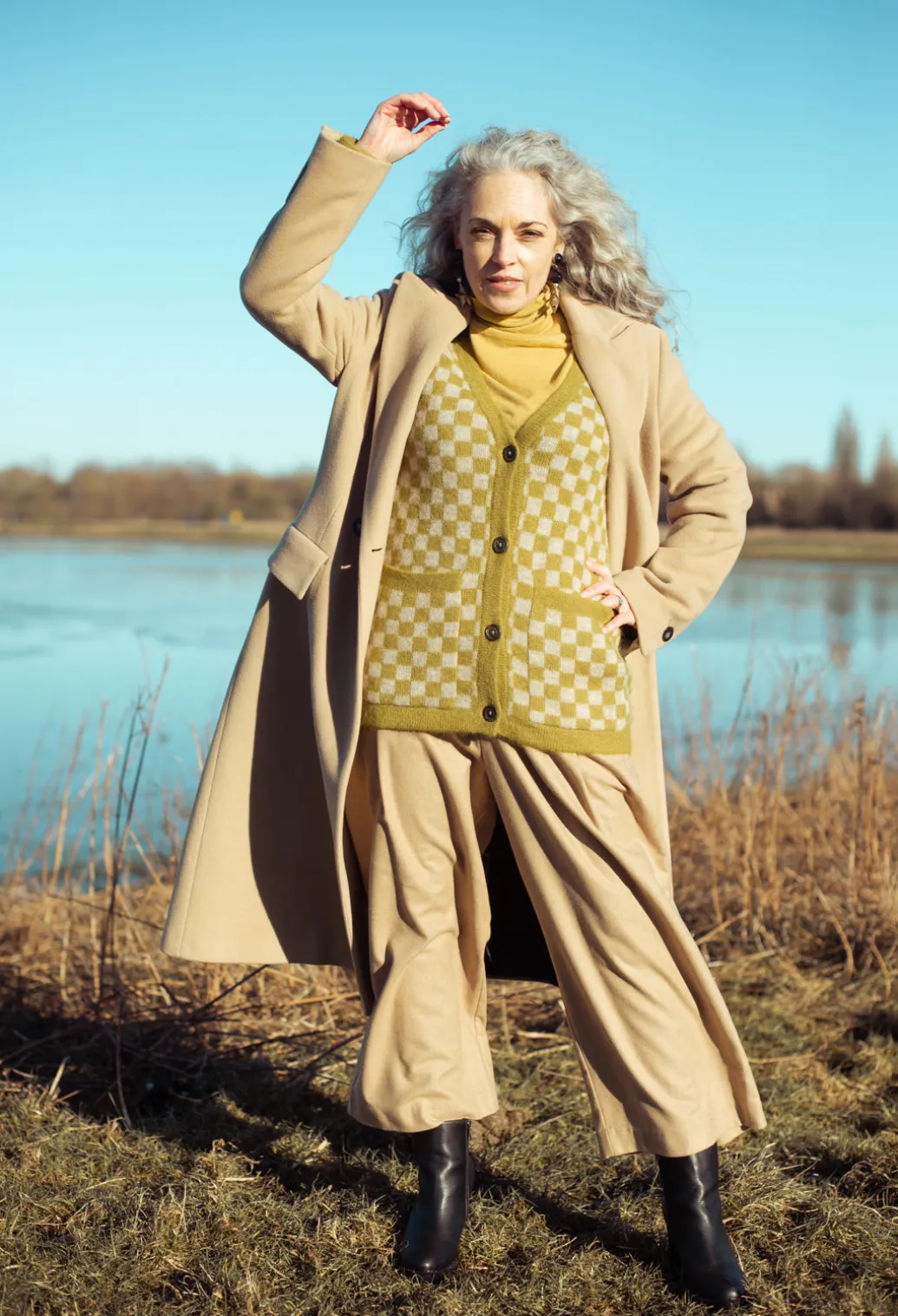 Sharon Cardigan in Green and Beige
