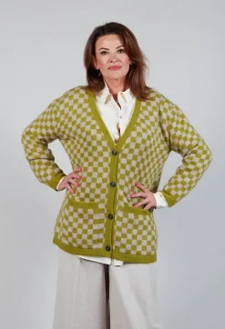 Sharon Cardigan in Green and Beige