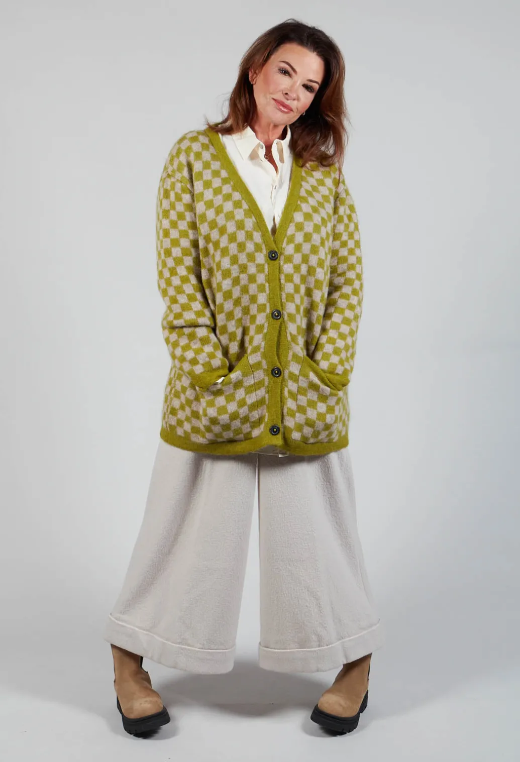 Sharon Cardigan in Green and Beige