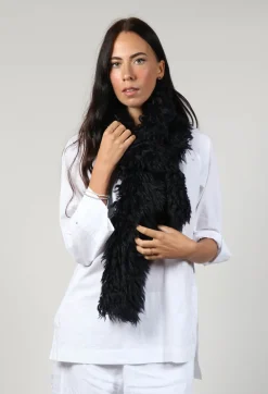 Shearling Fur Scarf in Night Sky Navy