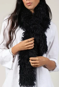 Shearling Fur Scarf in Night Sky Navy