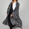 Sheer Batwing Coat in White with Black Pois