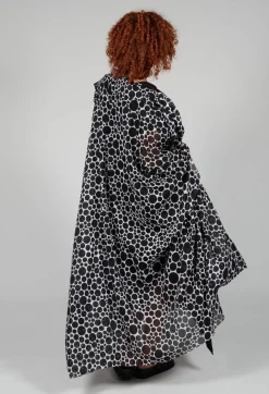 Sheer Batwing Coat in White with Black Pois