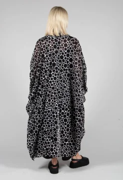 Sheer Batwing Coat in White with Black Pois
