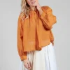 Sheer Blouse in Orange Pepper