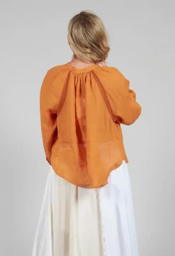 Sheer Blouse in Orange Pepper