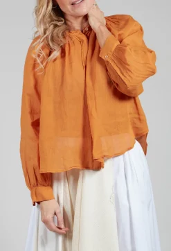 Sheer Blouse in Orange Pepper