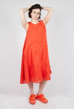 Sheer Boat Neckline Dress in Mandarine Paper